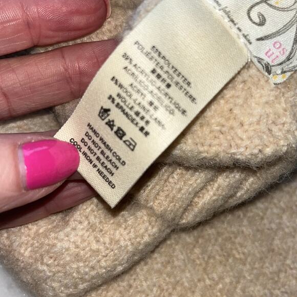 Free People Armour Knit Arm Hand Warmer Fingerless Womens Cream Ribbed Gorpe - Picture 6 of 6